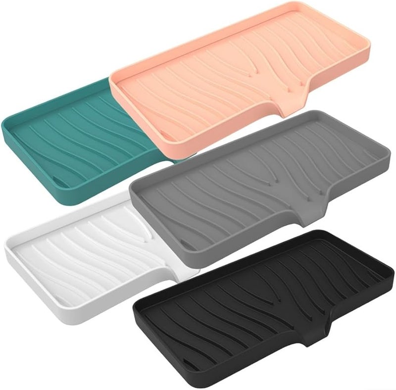 Gray Silicone Drying Mat with Drain Lip Waterproof Heat Resistant for Kitchen Tableware Sink Organizer - Image 3